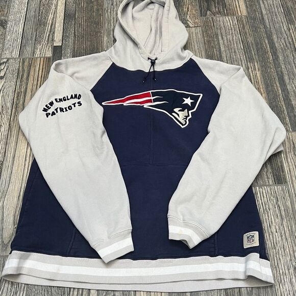🔥🏈 Vintage NEW ENGLAND PATRIOTS NFL Embroidered Fleece HOODIE Size Large - Picture 4 of 13